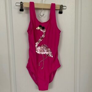 Gap kids flamingo flip sequins pink bathing suit